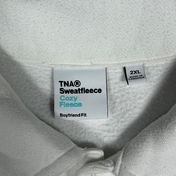 TNA Sweatfleece pullover Polo Sweatshirt Women's XXL 2XL White Cozy Fleece - Picture 2 of 16